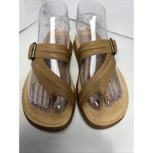 Clarks Collection Brynn Madi Tan Leather Sandals size 7 Earthy Casual Minimalist